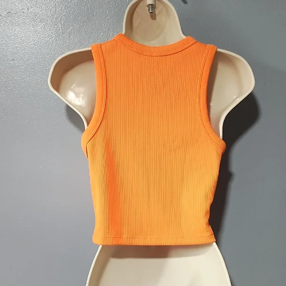 H&M Vibrant Orange Tank Vest Cropped Top - Picture 16 of 17